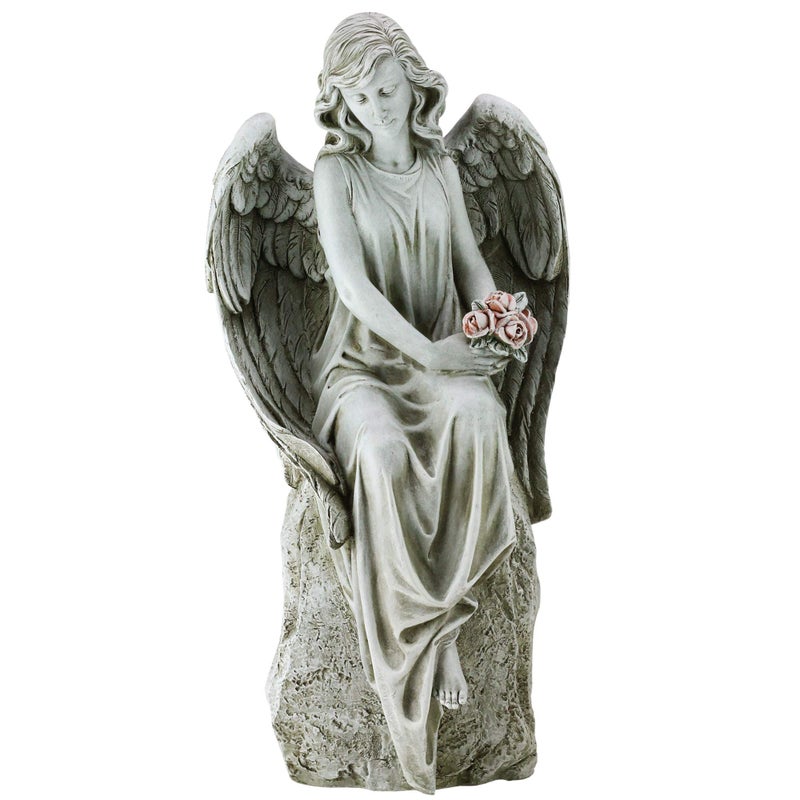 Joseph's Studio by Roman, 17.75" H Angel Holding Flowers Garden Statue, Religious Outdoor Decor - Image 1